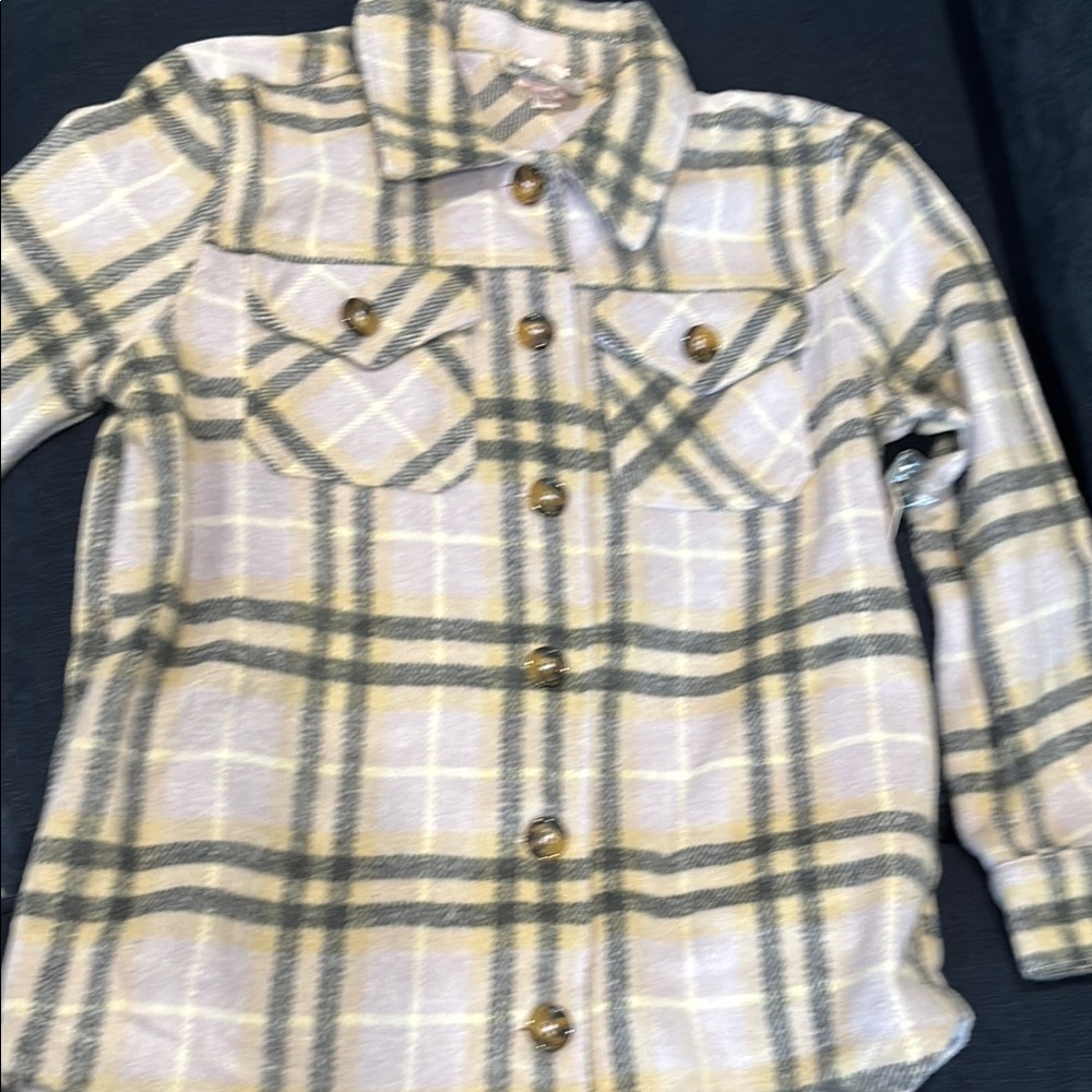 Plaid Kids Shirt - Cream and Gray